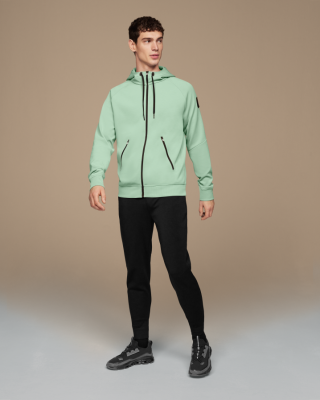 On Running hombres musgo sudadera con capucha con cremallera