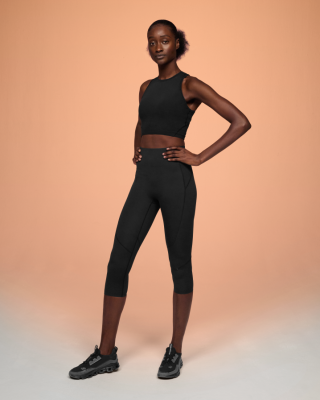 On Running mujer negro Movimiento 3/4 medias