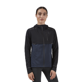 On Running mujer negro/azul marino chaqueta meteorológica