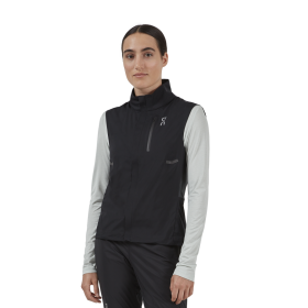 On Running mujer negro chaleco meteorológico