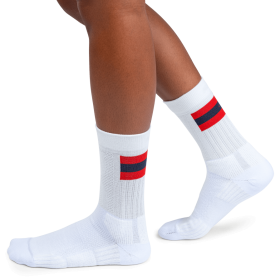 On Runningblanco/rojo calcetín de tenis